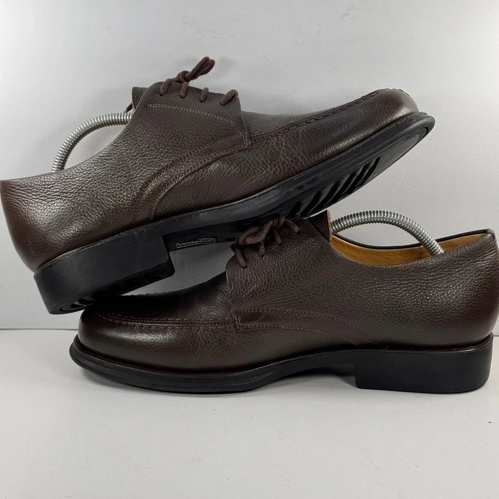 Sandro Moscoloni Vineyard Merlot Brown Pebbled Leather Moc Toe Oxfords Mens 11 D